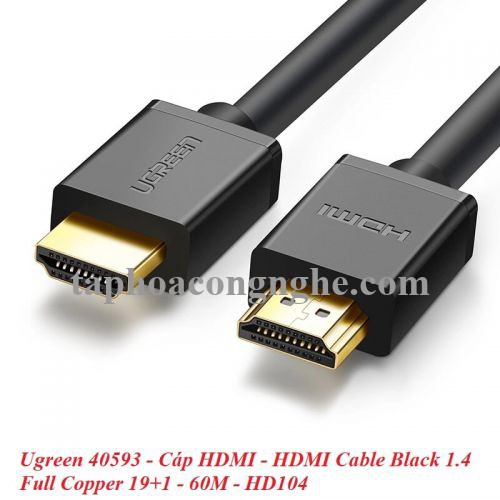 Ugreen 40593 60M màu Đen Cáp tín hiệu HDMI chuẩn 1.4 hỗ trợ phân giải 4K * 2K HD104 30040593